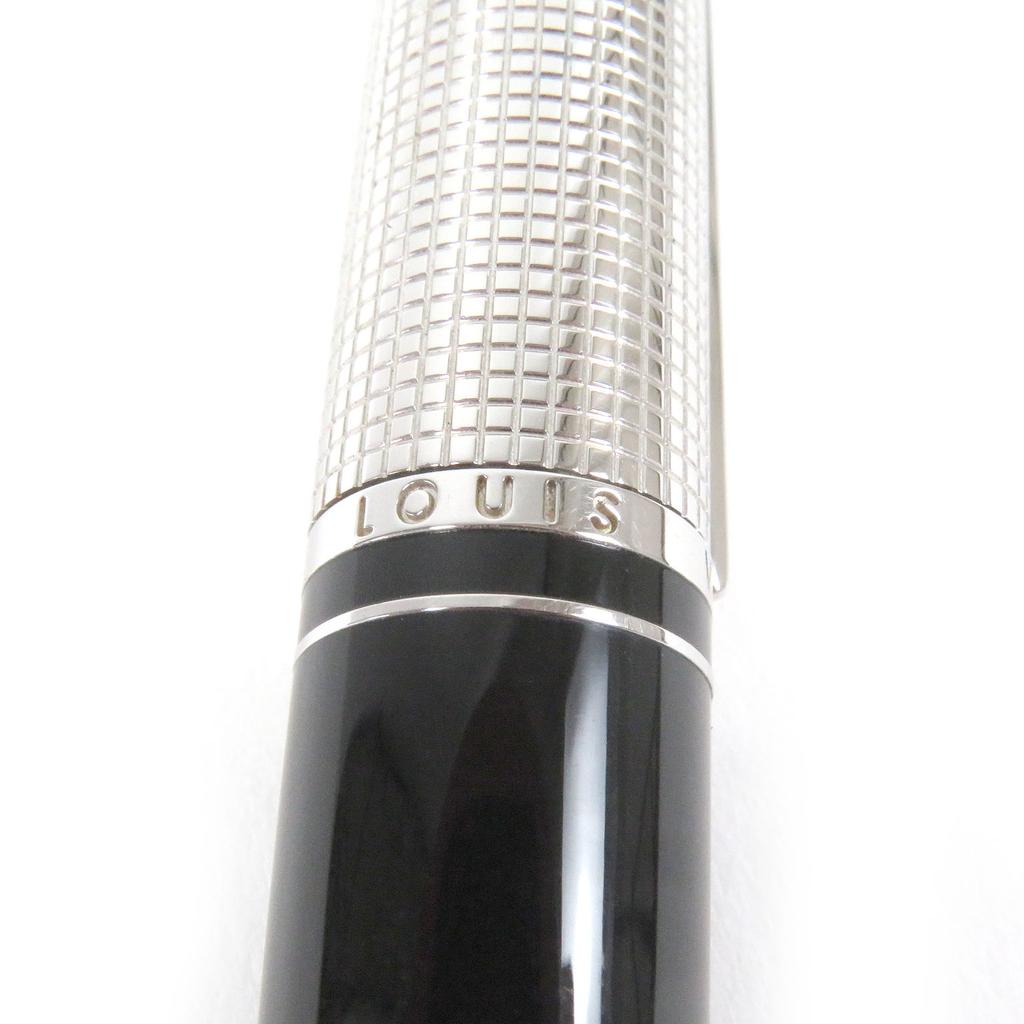 Great LOUIS VUITTON Ballpoint Pen Dock Lacquer Twist Type Black Silver Mens Used