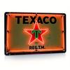 TEXACO REG TM Metallschild Retro Neon Wanddeko mit Rot Grün Stern Design Perfekt für Restaurants Heimkinos Bars und