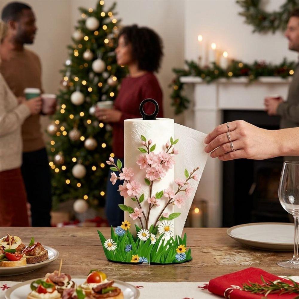 Freestanding Christmas Paper Towel Holder Acrylic Wood Base Kitchen Roll Dispenser Living Room