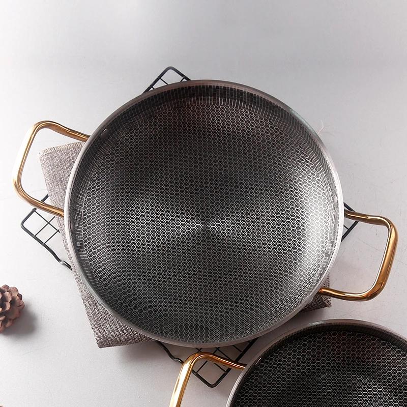 Honeycomb Dry Pot Stainless Steel Seafood Rice Pot Lobster Plate Thickened Commercial Creative Double Ear Pan Dry Pot Hotpot