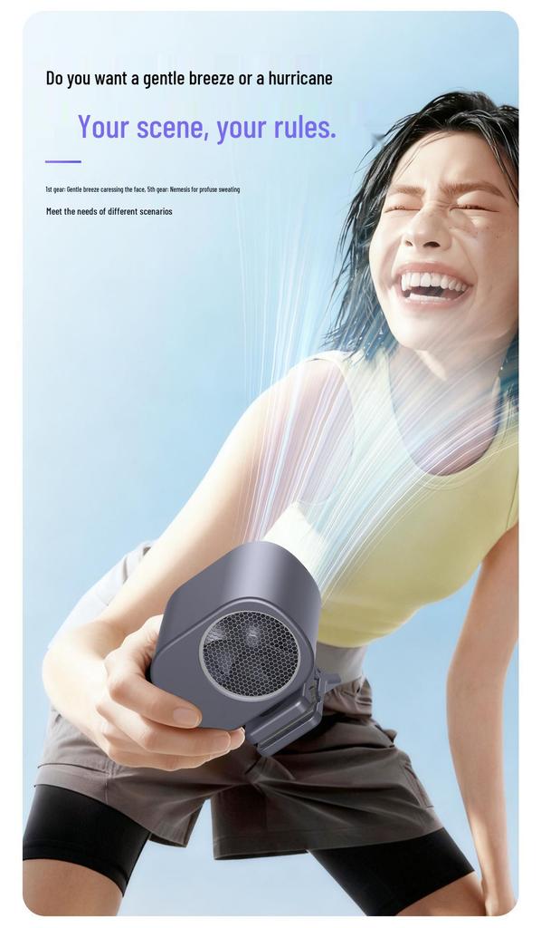 High-Power Multifunctional Portable Fan: Desktop, Clip-On, Long Battery Life, Waist Hanging