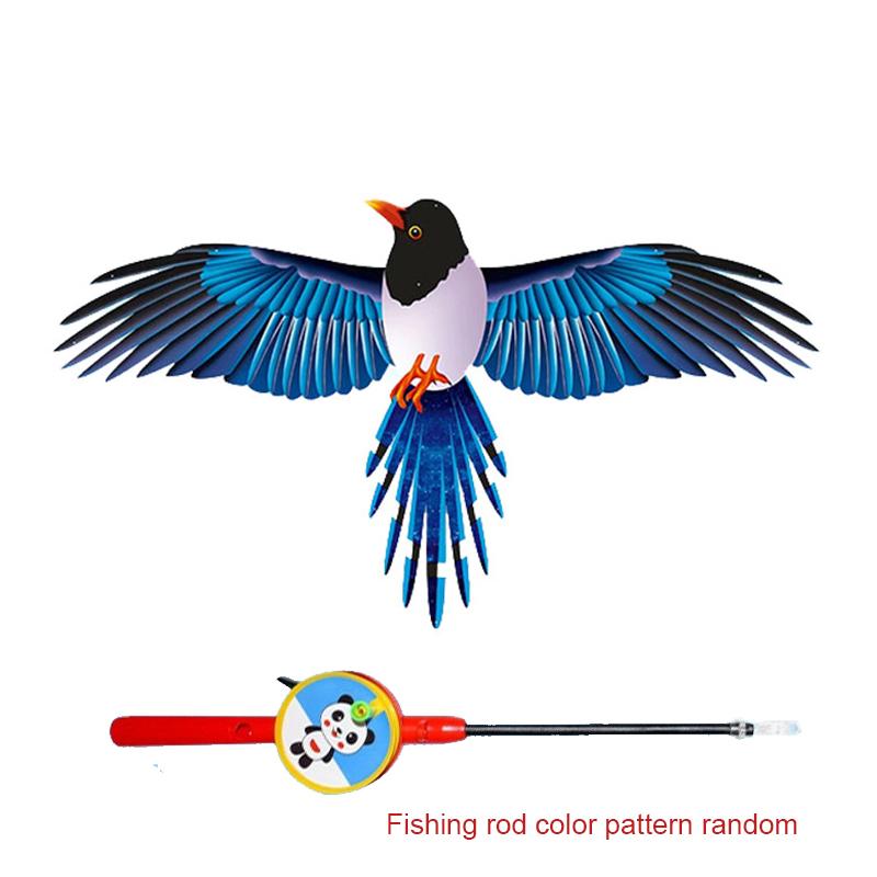 Non-Toxic Mini Fishing Rod Kite For Kids Vivid Butterfly Swallow Parrot Easy To Fly Goldfish Kites For Toddler Outdoor Beach Park Beginner