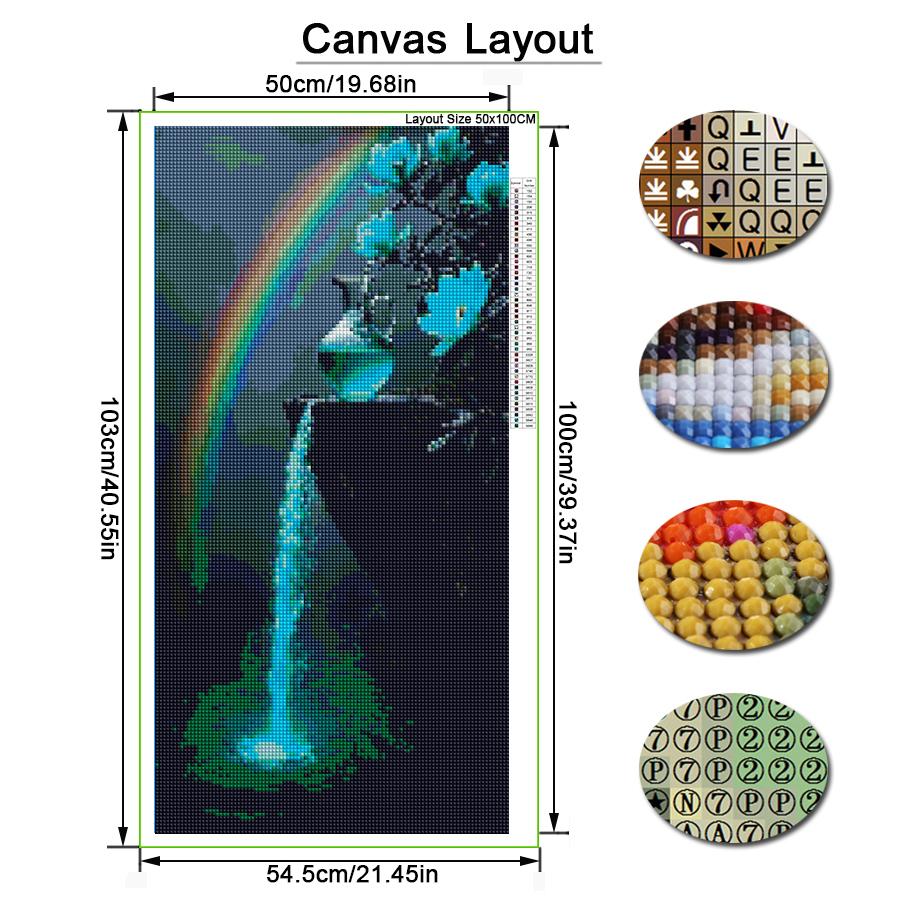 Rainbow Vase Waterfall Large Size Diamond Painting Diy Full Square Round Drill Rhinestone Embroidery Scenery Mosaic Cross Stitch Kits