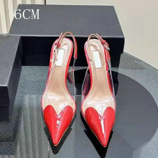 Summer 2025 New French Toe Cap, Pointed Toe, Transparent Pvc Fashion, Red High Heels