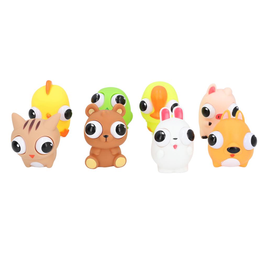 8pcs Cartoon Squeeze Toy Eyes Opening Stress Anxiety Relive Animal Squeezing Sensory Toy for Kids