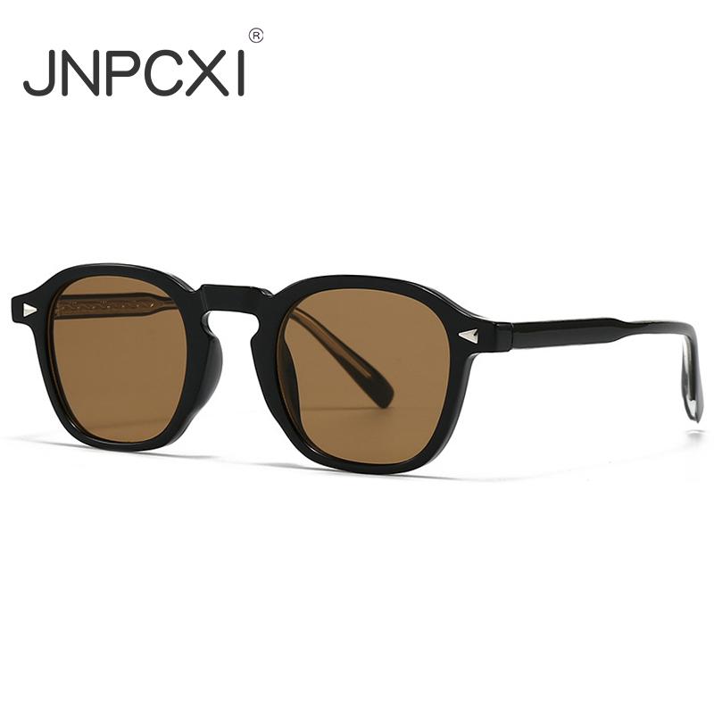  Ins Popular Fashion Square Sunglasses Women Retro Rivets Black Tea Shades UV400 Men Sun Glasses
