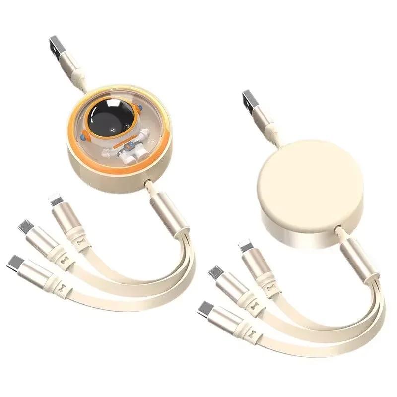 3 In 1 5A Super Fast Charging Data Cable Suitable For  iPhone Huawei Samsung Xiaomi Poco Mobile Phone Telescopic Charging Cable