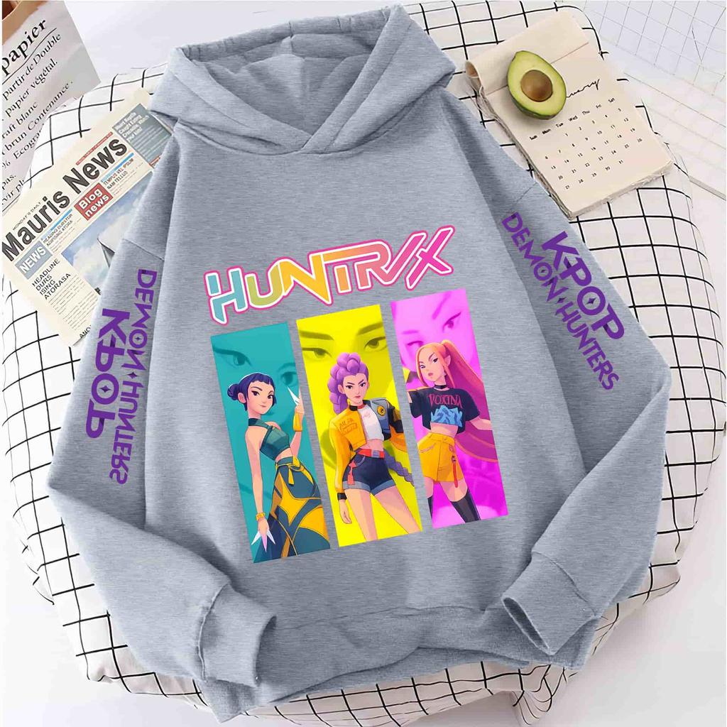 KPop Demon Girls Moda Sudadera Casual Película Nuevo Niños K-Pop Cazadores de Demonios Tops con Capucha Ropa para Niña Pequeña Sudadera con Capucha de Cazadores
