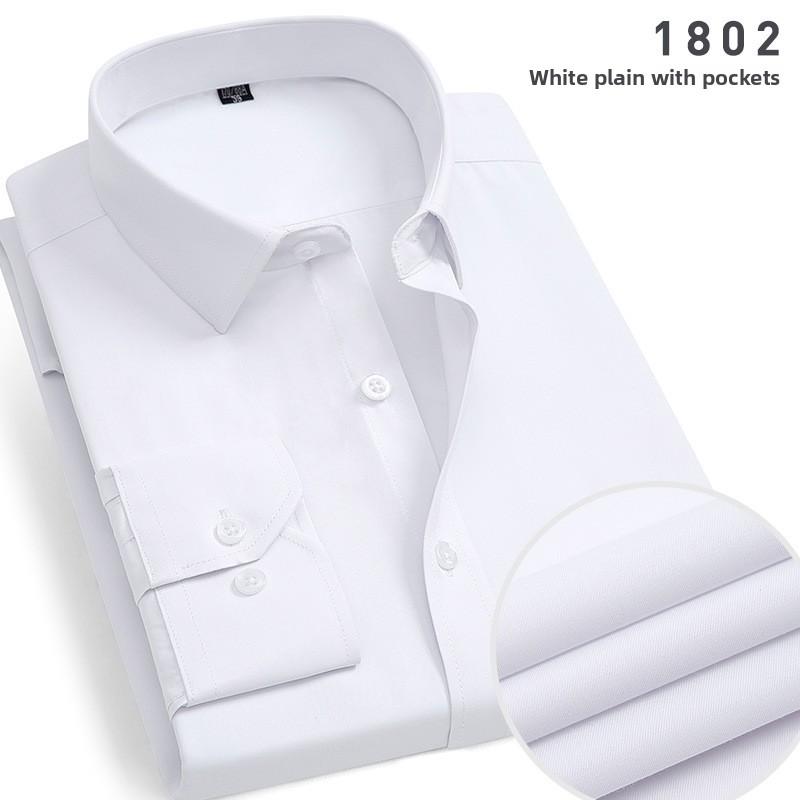 Men's Striped Long Sleeve Shirt, Cotton Blend Square Collar Business Shirt, Lightweight Pocket Top