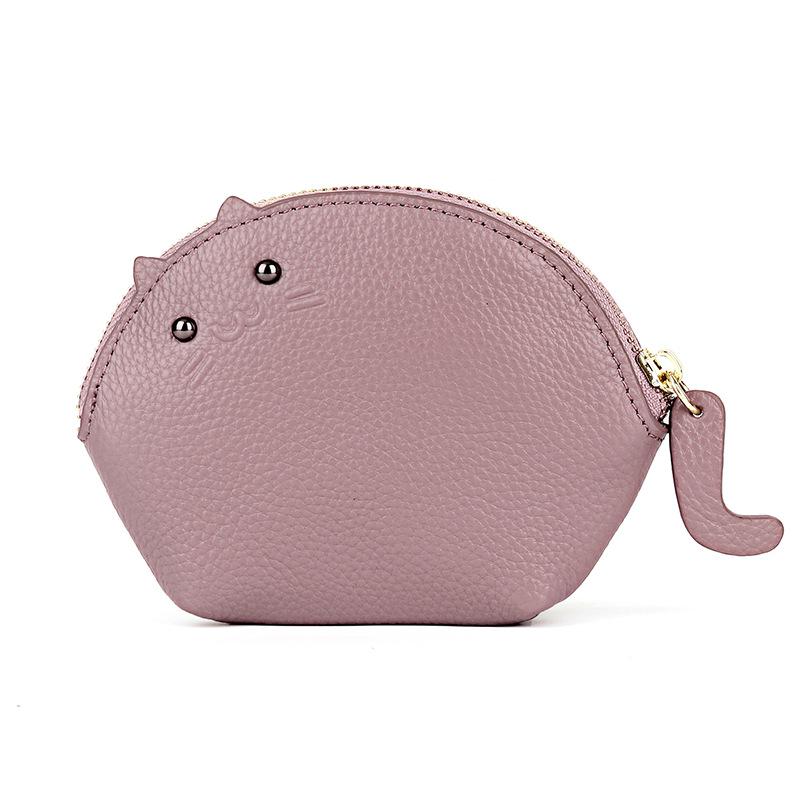 Women's Cowhide Wallet: Creative Mini Coin and Key Pouch for Ladies and Students