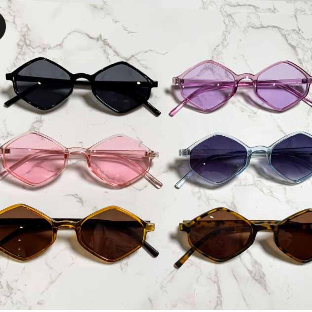 Vintage Rhombus Leopard Sunglasses Multicolor Lenses UV400 Sun Glasses Metal Eyewear Unisex