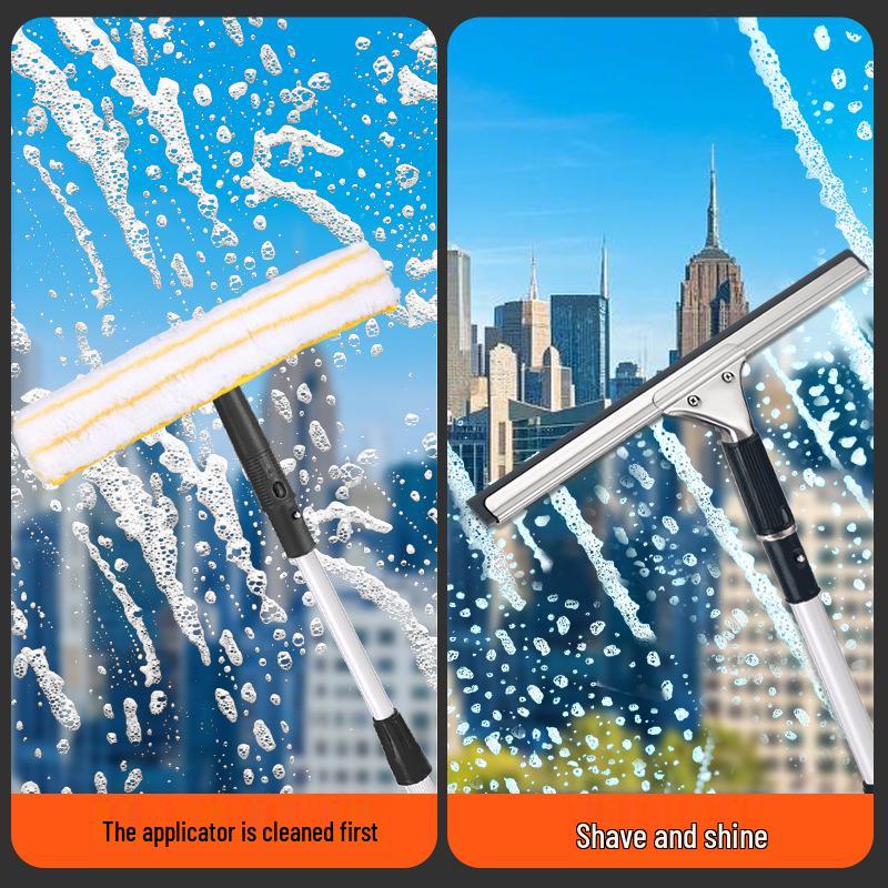 Stainless Steel Glass & Window Cleaning Scraper with Retractable Squeegee
