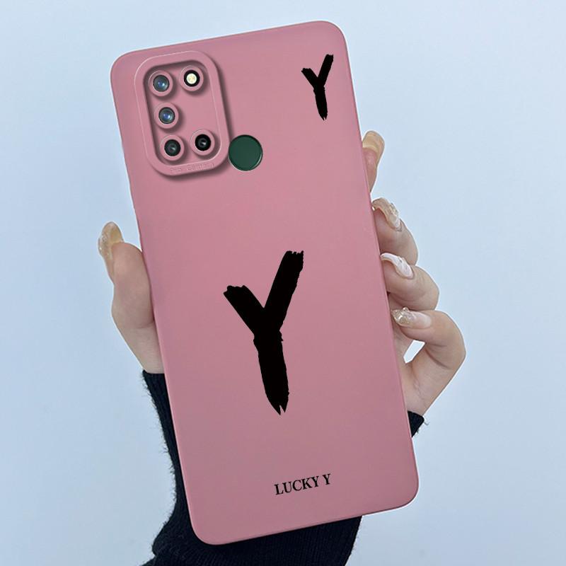 Casing For Realme 7i 7 i RMX2103 Realme C17 RMX2101 Phone Case Lucky Initial Letter Silicone Matte Soft Shockproof Bumper Cover