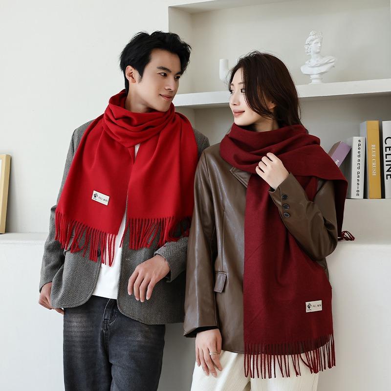 Wool autumn and winter warm scarf warm color scarf solid color simple and versatile gift fashion