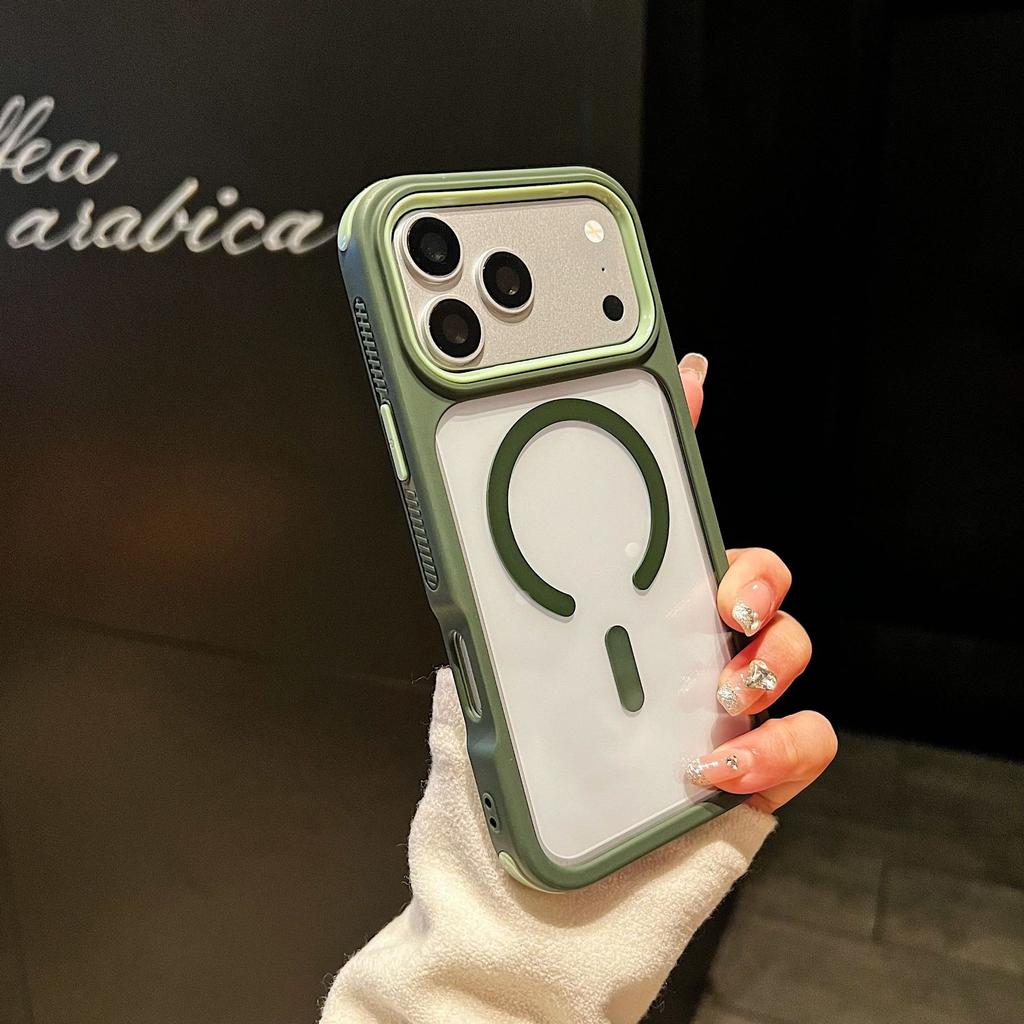 Applicable to iPhone18PROMAX mobile phone case high magnetic attraction contrasting color three-in-one Apple 17/15 acrylic anti-proof