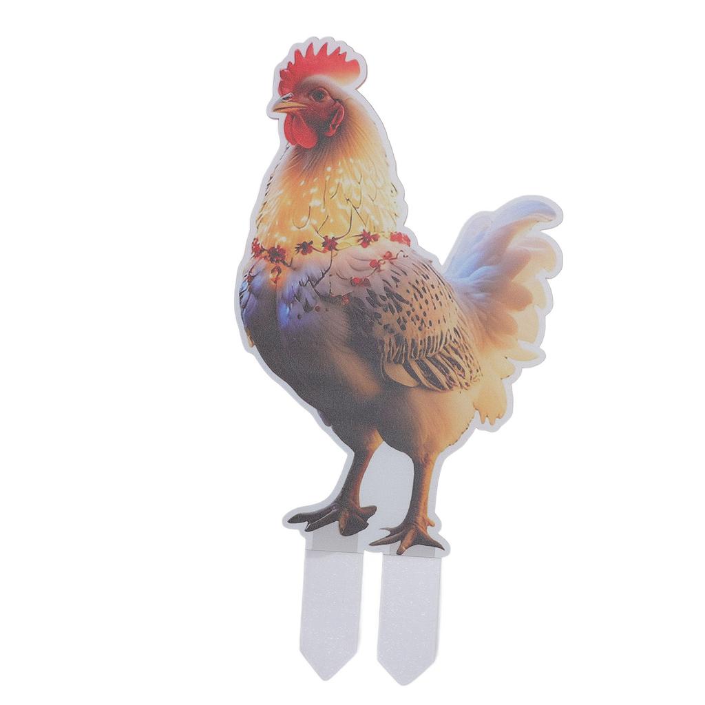 Xmas Chicken Yard Sign with Stake Acrylic Water Resistant Double Sided Xmas Rooster Outdoor