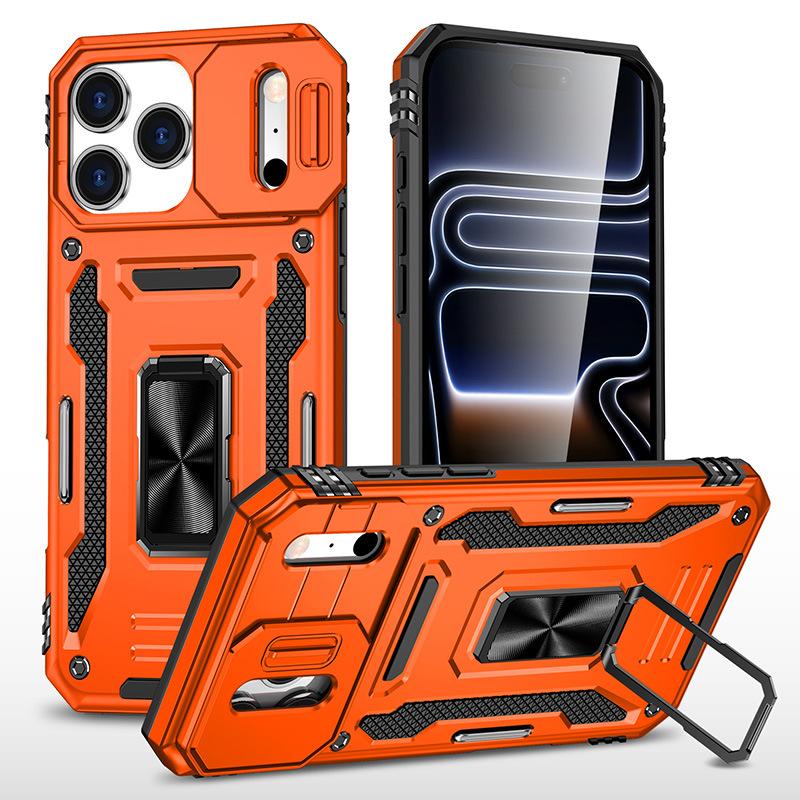 

New Orange for IPhone17Pro Magnetic Phone Case 16 Ring Push Window Two-in-One 15 Anti-fall 14 Phone Case Please consult customer service for other models.