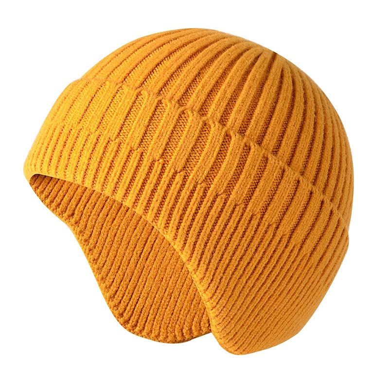 Autumn and winter wool hats, men's and women's solid color ear caps, thickened thermal pullover hats, outdoor riding wool hats, ski hats