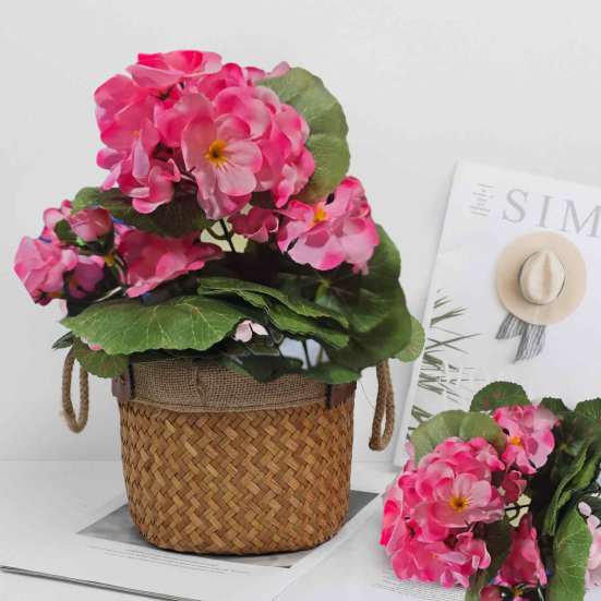 1/2Pcs Artificial Geraniums Realistic UV Resistant Fake Flower Wedding Party Indoor Outdoor Office Table Centerpiece Plastic Faux Floral Plants