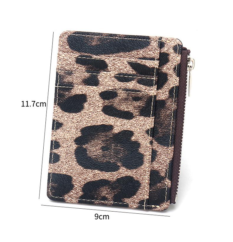 PU Leather Leopard Pattern Ladies Credit Card Holder Wallet with Zip Women