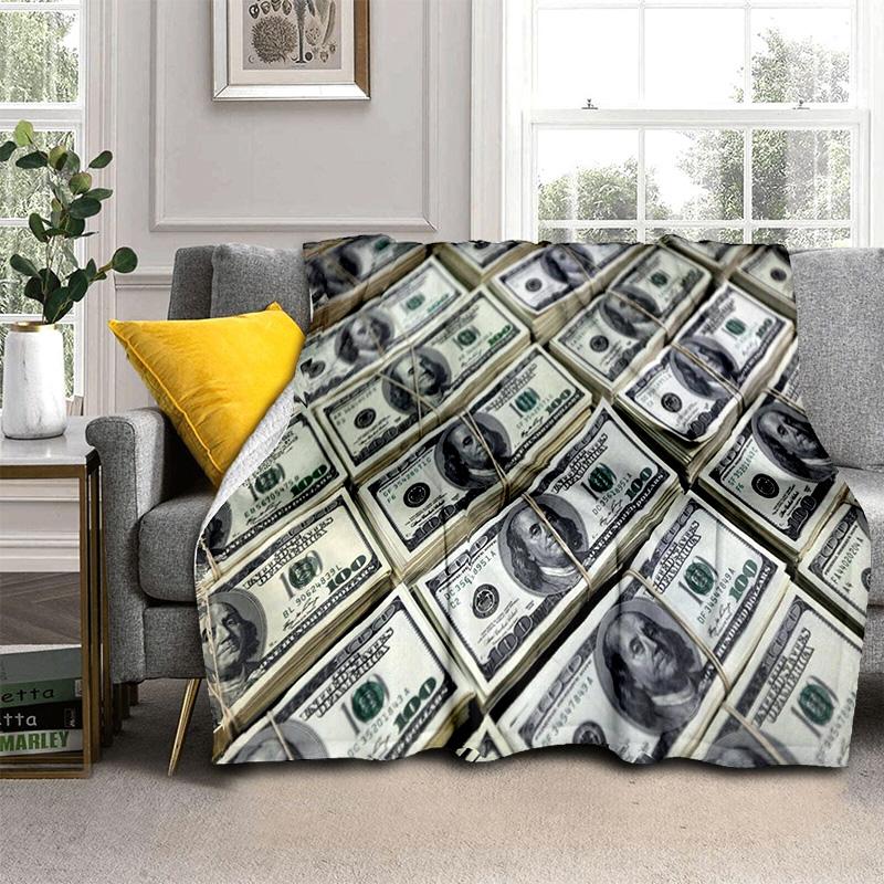 Coperta Ricca con Motivo di Dollari Euro in 3D, Coperta Morbida da Lancio per Casa Camera da Letto Letto Divano Picnic Viaggio Ufficio Coperta Copertura Bambini