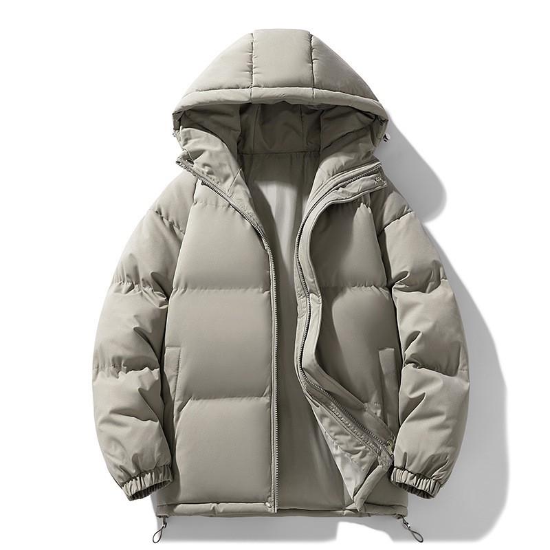 Unisex Thick Hooded Cotton Coat Winter Warm Casual Outerwear Men Women Teens Loose Fit Solid Color Jacket