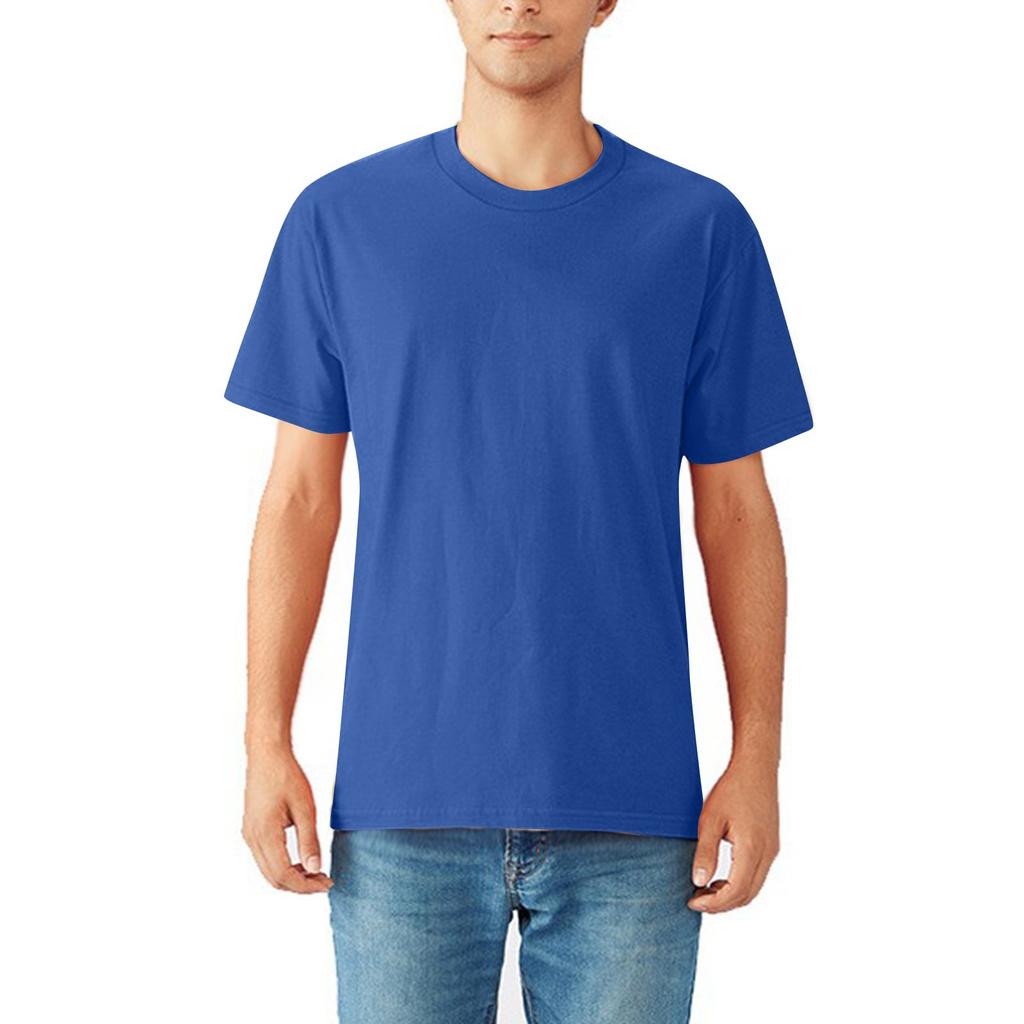 Lockeres einfarbiges Rundhals-T-Shirt gekämmte Baumwolle Herren Kurzarm