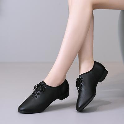 Nouvelles Chaussures de Danse à Semelle Plate 2 cm en Cuir Véritable de Porc pour Professeurs de Ballet Danse Carrée Pratique Classique