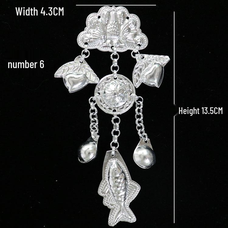 Ethnic Miao Silver Butterfly Pendant with Bells