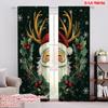 2pcs 2D Flat Printing Merry Christmas Scene Curtains Real Santa Claus Polyester Without Electricity Family Party for All
