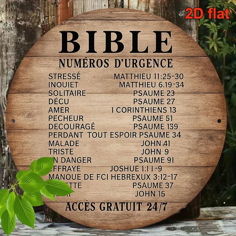 Bible Emergency Numbers French Vintage Wood Style Tin Sign Vintage Durable Metal Plaque Wall Decor Home Office Bar Man Cave W