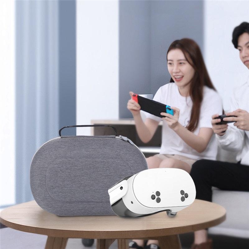 Robuste Tragekoffer Mehrfache Fächer Tragbare Reisekoffer mit Netztasche Schutzhülle für Meta Quest 3S VR Zubehör