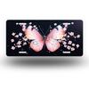 D Flat Butterfly with Pink Blossoms Front License Plate Cover Frame Decorative Aluminum Novelty Plate for Men Women Boys