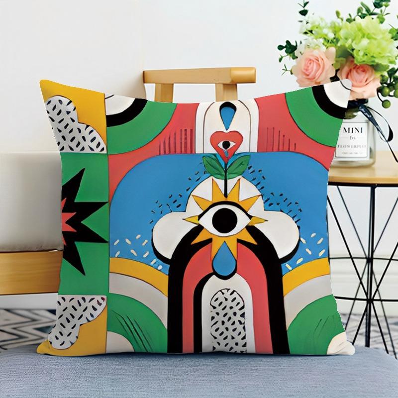 Colorful Geometric Print Decorative Pillowcase Bedroom Living Room Square Cushion Pillowcase