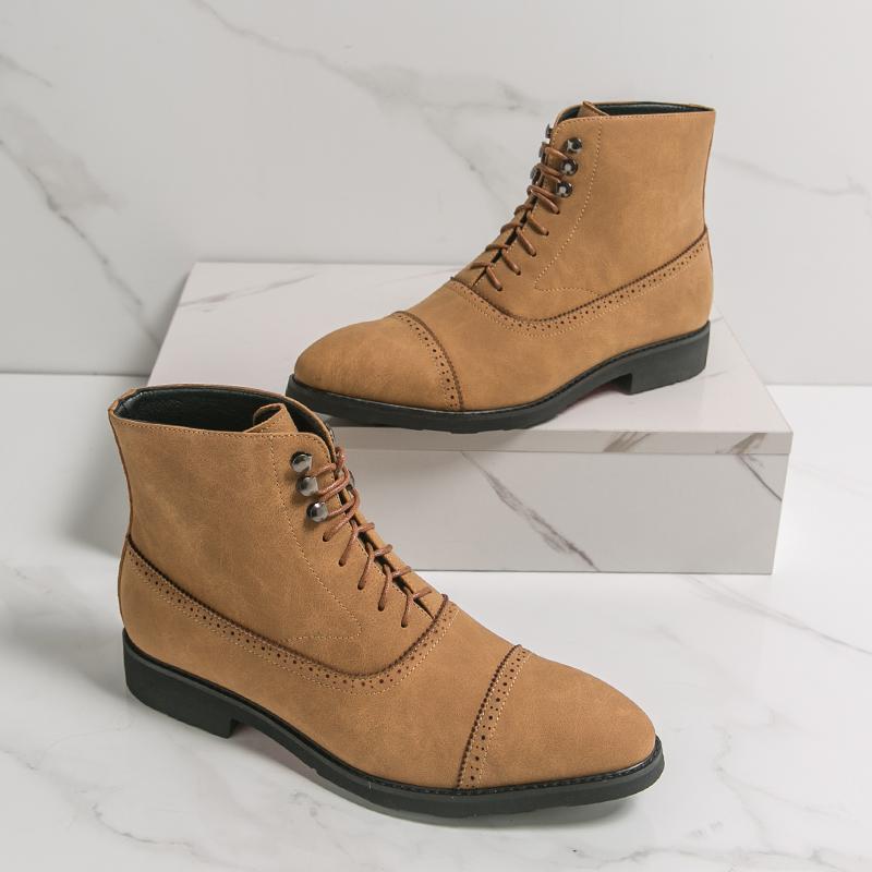 Fashion Retro Men Pointed Suede Leather Motorcycle Casual Ankle Boot Male Winter High Tops New Comfortable Leather Shoes Zapatos Hombre