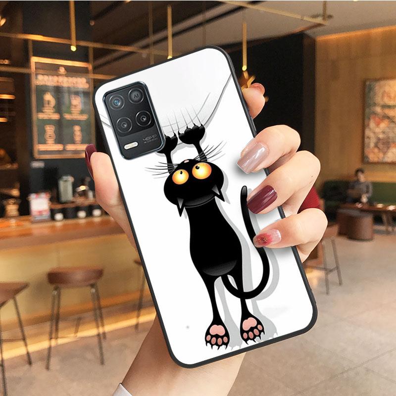 Black Cat Case for OPPO Realme GT 2 Pro X2 Pro XT C25S 8 7 6 Pro 6i Realme GT Master C3 C21 C21Y C11 X3 SuperZoom