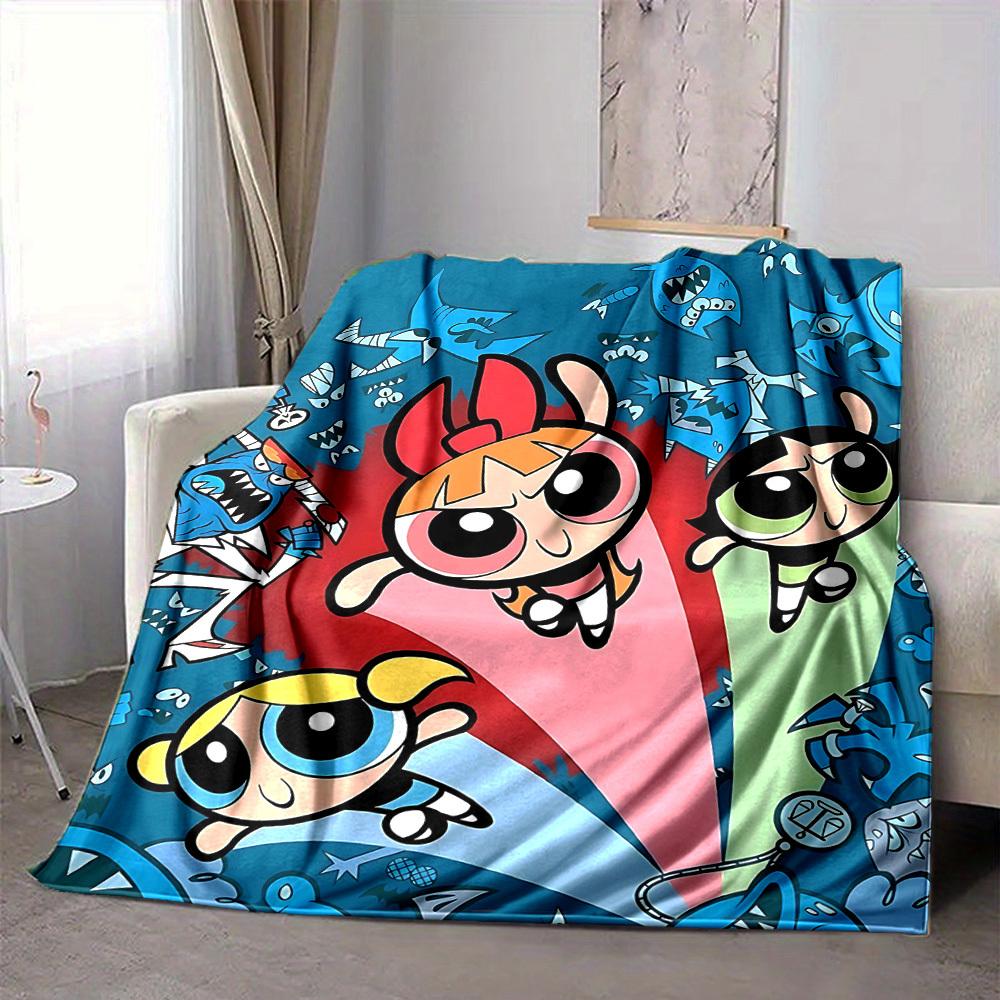 

1pc Powerpuff Girls Flannel Throw Blanket - Lightweight Soft Warm All-Season Blanket for Sofa, Bed, Travel, Camping L1029187 80x120cm