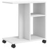 Mobile Side Table with Wheels, Open Storage System Suitable for Living Room, Bedroom, and Bathroom, White 50x30x55 Cm