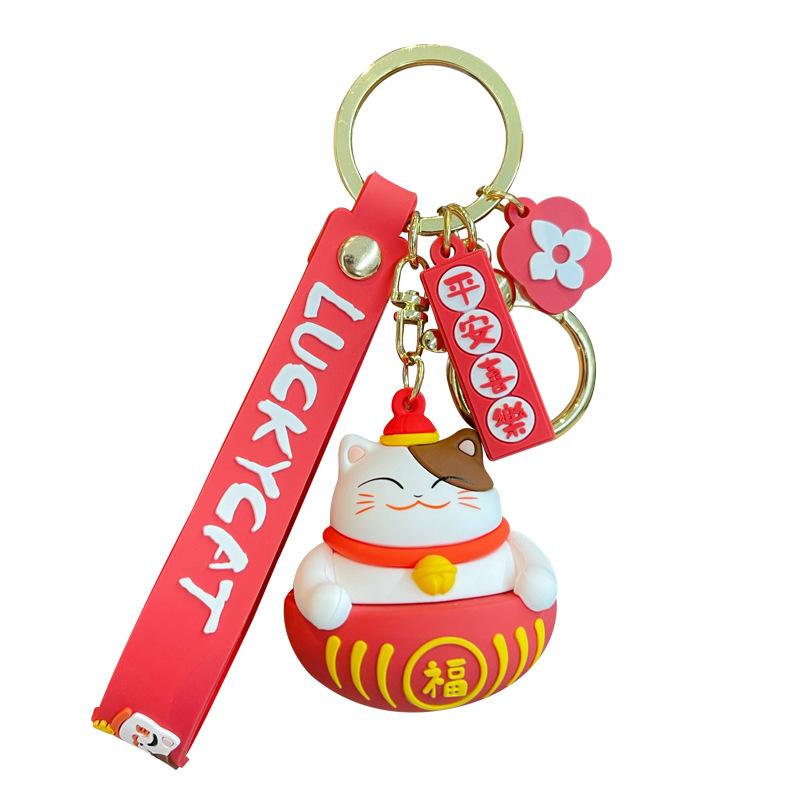Cartoon Glückskatze Viel Glück Dharma Festlicher Schlüsselanhänger Trend Exquisiter Puppen-Schlüsselanhänger Taschenanhänger