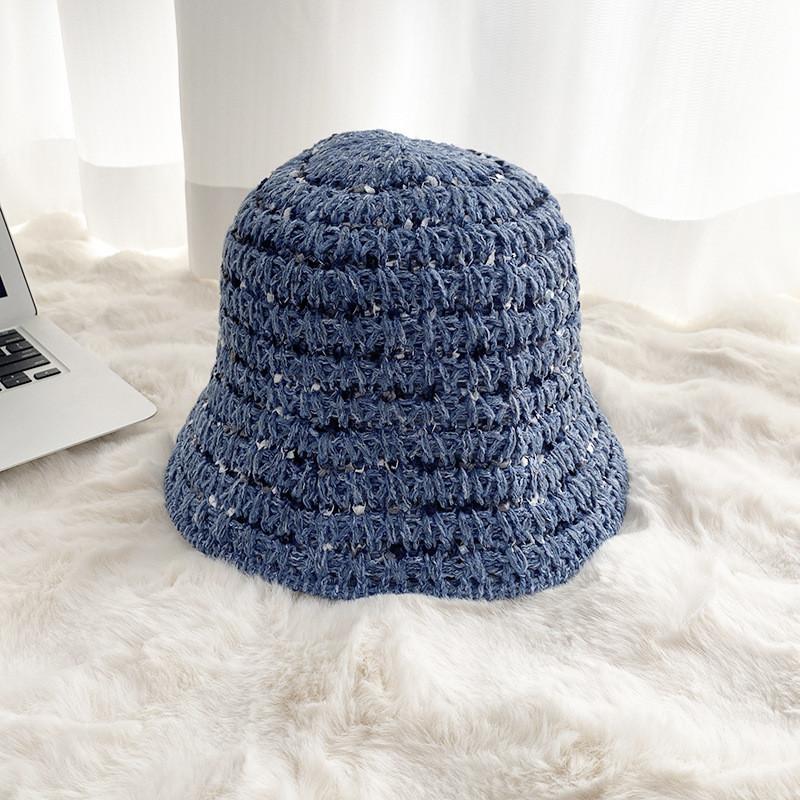 Fashionable Round Top Short Brim Knit Hat For Women Sun Protection Breathable Pink Black Khaki Blue Rose Beige