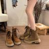Fashion Women's Breathable Short Boots  Zipper Lace-up Decoration Square Heel Round Toe Shoes Women Leisure Daily Breathable Roman N