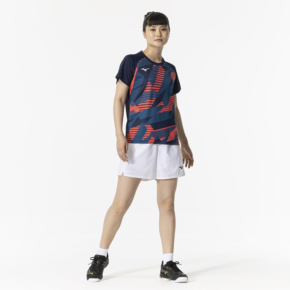 Game Short Dynamotion Officially Approved by the Japan Badminton Dress Size L Women's Tennis/Badminton Shirt, Sleeve, Moisture-Wicking, Quick-Drying,