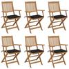 Garden Chairs - MAISON EXCLUSIVE - Acacia - Set of 6 - Folding - Cushions Included (black)