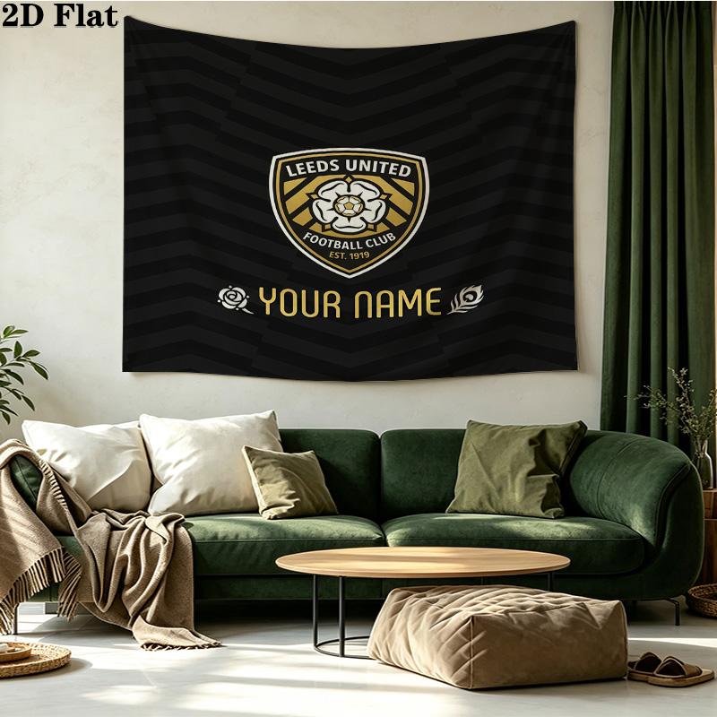 Custom Name Leeds United2 Printed Tapestry – Wall Hanging for Bedrooms, Dorms, and Home Decor