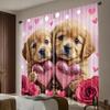 2 Pcs Cute and caring dog print curtains,suitable for bedroom,living room kitchen decoration,home decoration,window decoration
