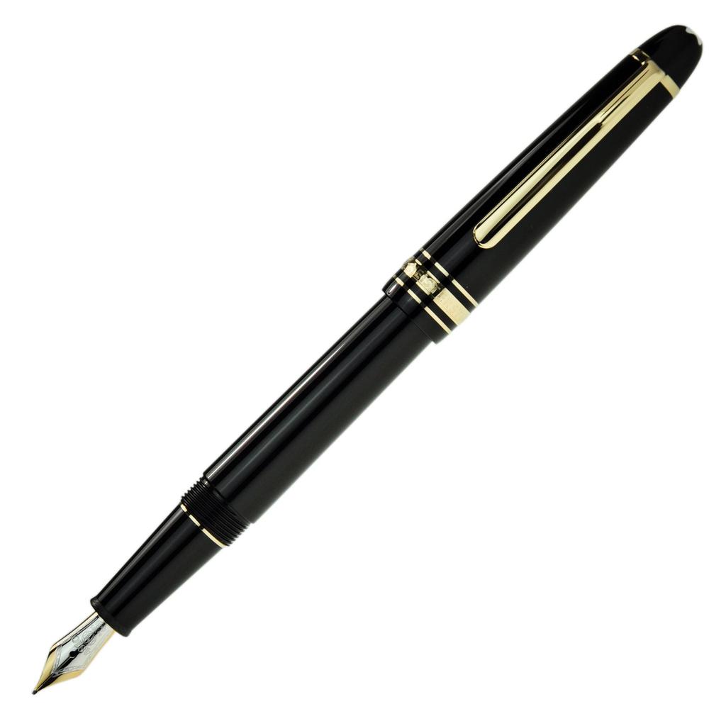 MONTBLANC Classic Black Fountain 145bk Medium Nib Meisterstück Pen, (M),