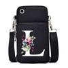 New letter-printed black oblique span bag, mobile phone bag, light to carry, vertical length and width change bag
