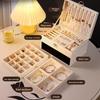 Luxury Three-Layer Jewelry Storage Box Vintage Flip PU Case High-End Ring Earring Necklace Organizer with Removable Dividers