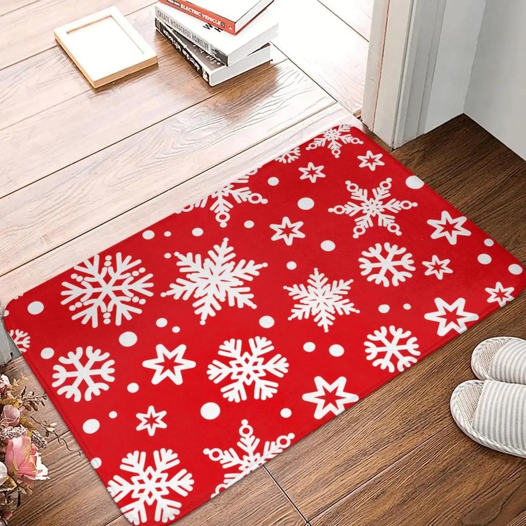 Christmas Theme Entry Floor Mat Entrance Foyer Water Absorbent Non Slip Carpet Elk Snowflake Holiday Decoration Door Mat