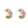 Women Fashion Rhinestone Flower C Shaped Hoop Earrings Minimalist Versatile Female Jewelry